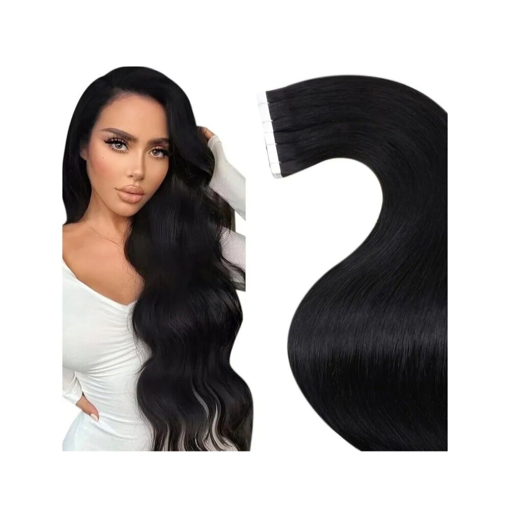 LaaVoo Tape in Hair Extensions Black 20 Pcs 16" New